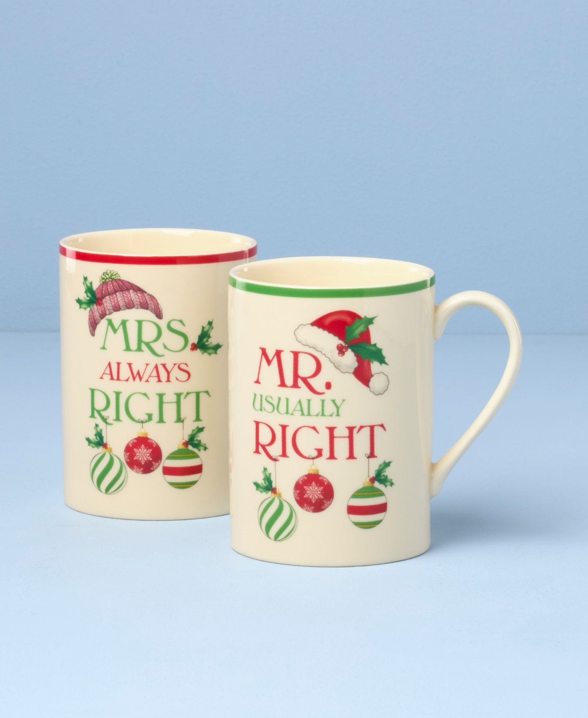 Lenox Mr. & Mrs. Holiday Mugs, Set Of 2 In Multi