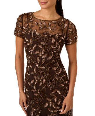 Size Floral-Beaded Gown