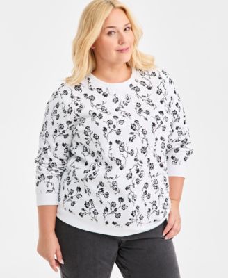 Style & Co - Plus Size Floral Crewneck Sweatshirt