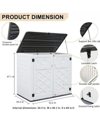 34.3"D x 53.2"W x 47.1"H Resin Outdoor Storage Shed with Reinforced Floor