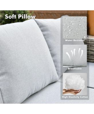 Piece Outdoor Patio Furniture Sets with Fire Pit Table,Wicker Sectional Sofa with Patio Swivel Chairs,Solar Powered Coffee Table and Ottoman