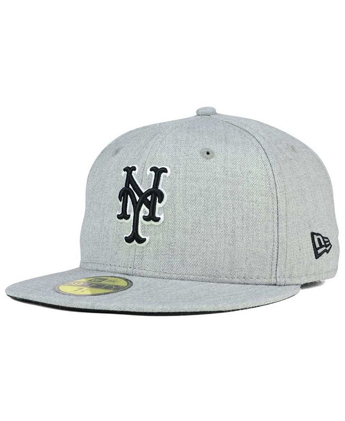 New Era New York Mets Heather Black White 59FIFTY Fitted Cap - Macy's