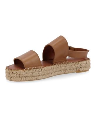 Women's Double Strap Leather Espadrilles