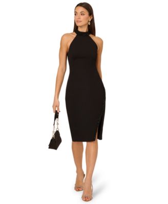 Women's Crepe Halter Midi Sheath Dress