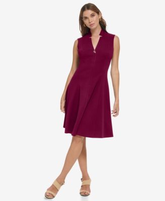 Calvin Klein - Women's Sleeveless Scuba Crepe A-Line Dress
