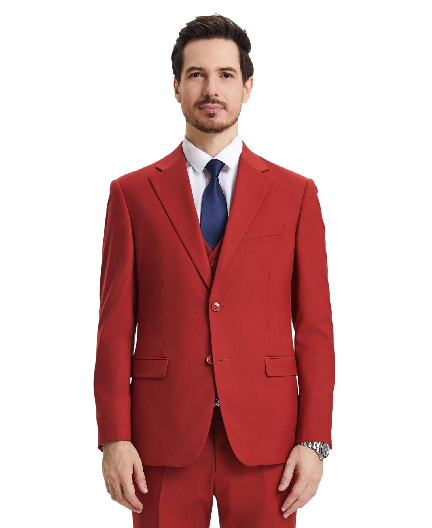 Men's Hybrid-Fit 3pc Notch Lapel Suit Set, Jacket Vest and Pants