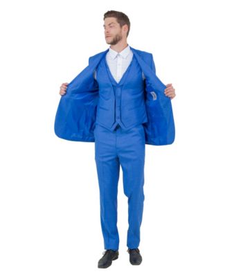 Big & Tall Solid Textured 3-Piece Jacket With Solid Vest And Pants Suit Notch Lapel