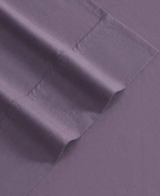 Solid Brushed 180-Thread Count Cotton Percale 4-Pc. Sheet Set, Queen