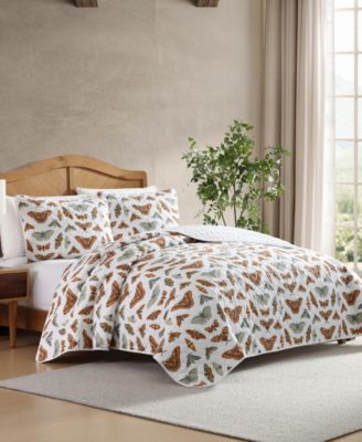 Wilford Butterfly Cotton Reversible 3-Pc. Quilt Set, King