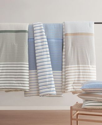 Cooper Stripe Cotton Reversible 3-Pc. Comforter Set, Full/Queen
