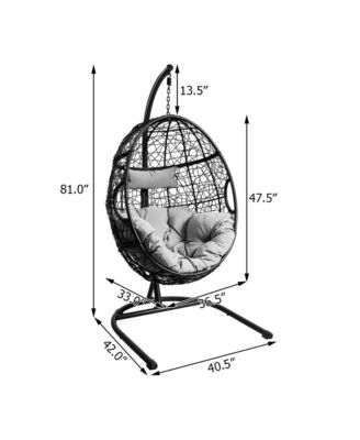 Hanging Hammock Chair Egg Swing Chair w/ Seat Cushion Pillow Stand