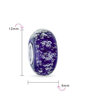 Set of 4 Bubble Murano Glass Spacer Charm Bead Sterling Silver Core