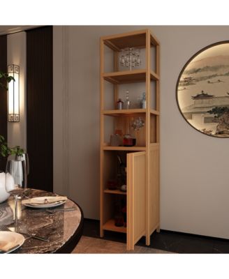 CASAINC Tall Slim Storage Cabinet with Shutter Door and 3-Tier Shelves