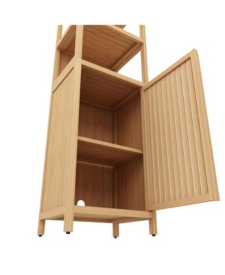 CASAINC Tall Slim Storage Cabinet with Shutter Door and 3-Tier Shelves