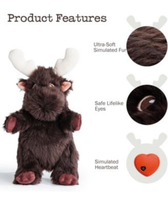 Moose HeartBeat Cuddle Dog Toy, Plush Stuffed Animal Pal with Battery-Powered Heartbeat, Ideal Comfort & Anxiety Relief Toy