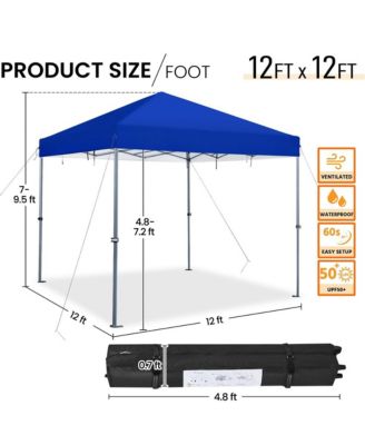 12x12 FT Pop-up Canopy One-Push-To-Lock Setup Blue