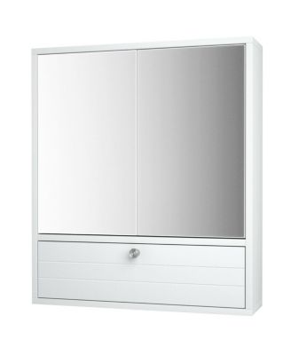 Double Door Wall-Mounted Bathroom Mirrored Medicine Cabinet