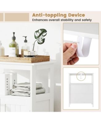 Bathroom Floor Cabinet Freestanding Storage Organizer with Open Compartment