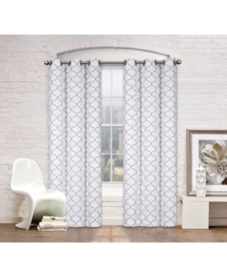 Modern Elements 2 Pack Quatrefoil Lattice Poly Cotton Curtain Panels - Gray
