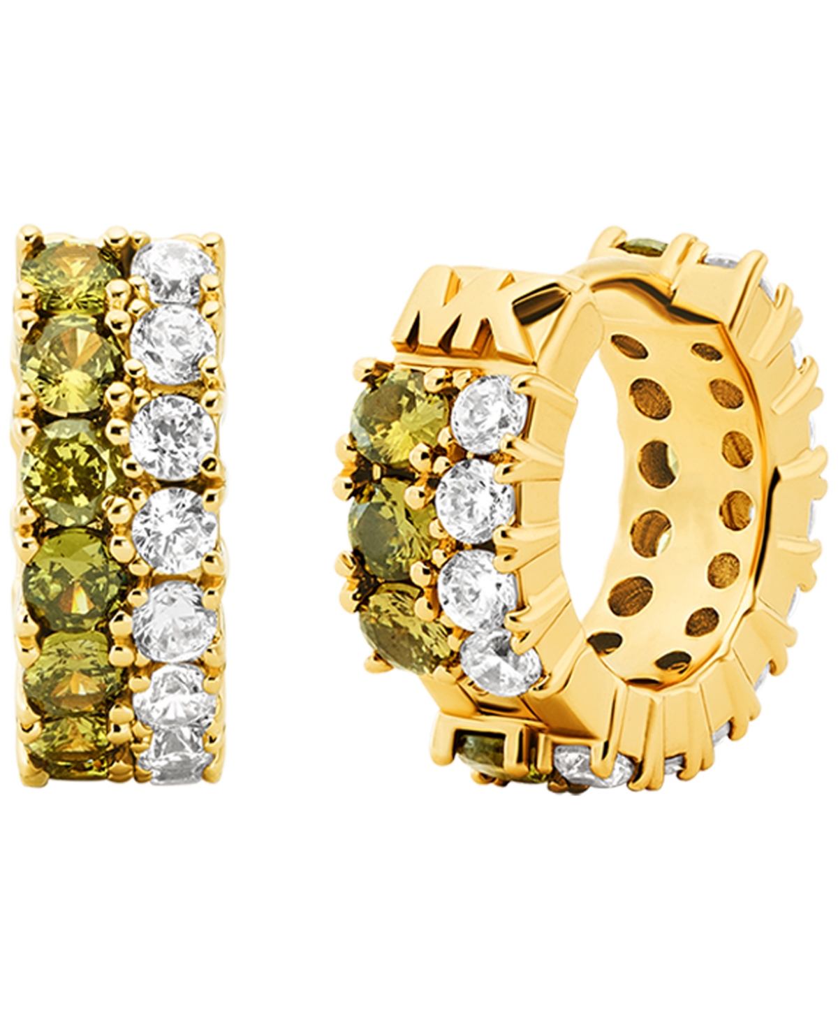 Michael Kors Colored Stone Huggie Earrings In Gold