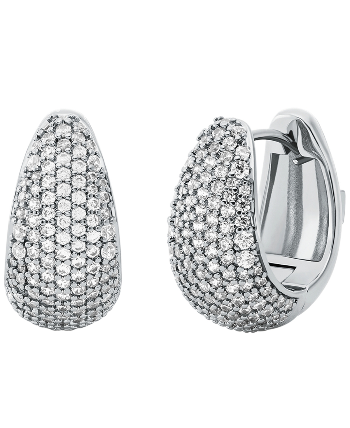 Michael Kors Silver-tone Teardrop Hoop Earrings In Metallic