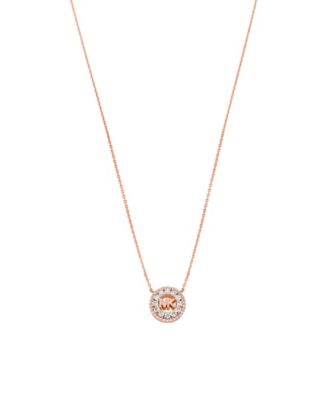 Michael Kors Cubic Zirconia Logo Pendant Necklace - Rose Gold 101$