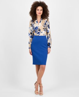 Kasper - Women's Stretch-Crepe Back-Vent Skimmer Pencil Skirt