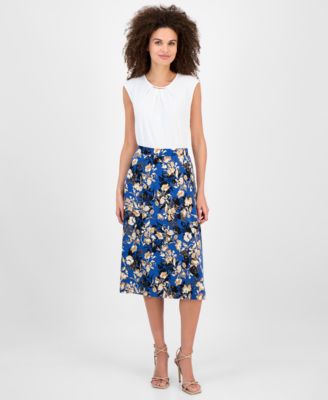 Kasper - Women's Printed Pull-On Midi Skirt