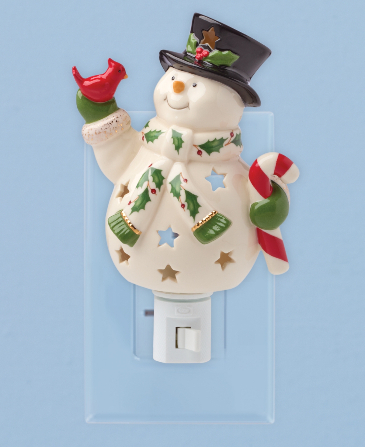 Lenox Happy Holly Days Snowman Night Light In White