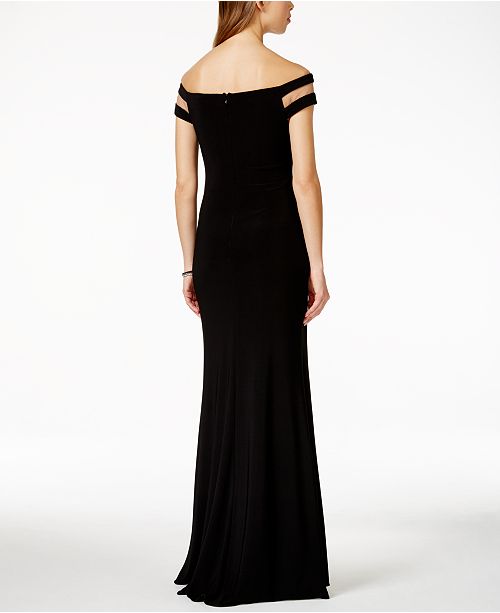 Betsy & Adam Off-The-Shoulder Illusion Gown - Dresses - Women - Macy's
