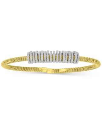 Cubic Zirconia Rondelle Woven Link Cuff Bracelet