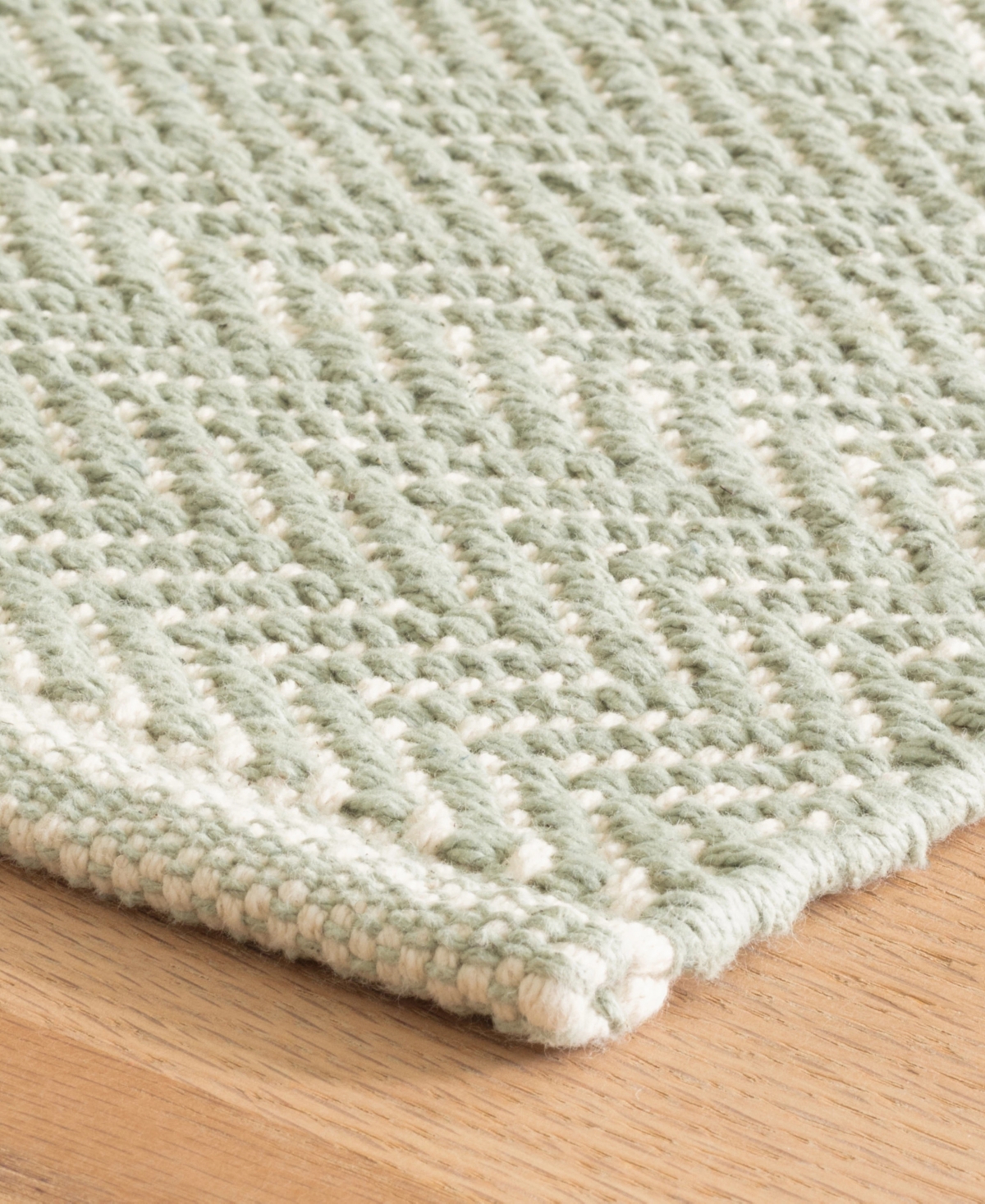 Dash And Albert Rugs By Annie Selke Herringbone Cotton Rda357 9'x12' Area Rug In Green