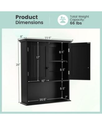 2-Door Wall Mount Bathroom Storage Cabinet with Open Shelf