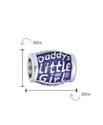 Set of 3 Daddy's Little Girl & Solid Lilac Purple Crystal Spacer Charm Bead Sterling Silver for European Bracelet