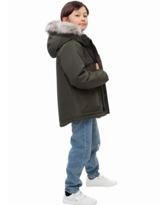 Little and Big Boys' Parka Jacket with Removable Trim