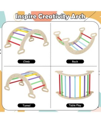 5 in 1 Wooden Climbing Toys for Toddlers, Triangle Climber with Ramp for Sliding or Climbing