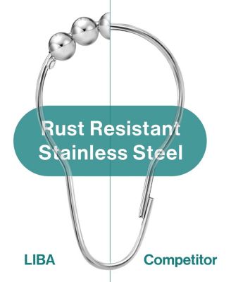 Shower Curtain Rings - Set of 12, Rustproof Stainless Steel