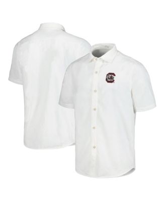 Tommy Bahama - Men's White South Carolina Gamecocks Coconut Point Palm Vista IslandZone Camp Button-Up Shirt