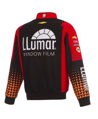 Men's Black/Red Chase Elliott Llumar Full-Snap Twill Uniform Jacket