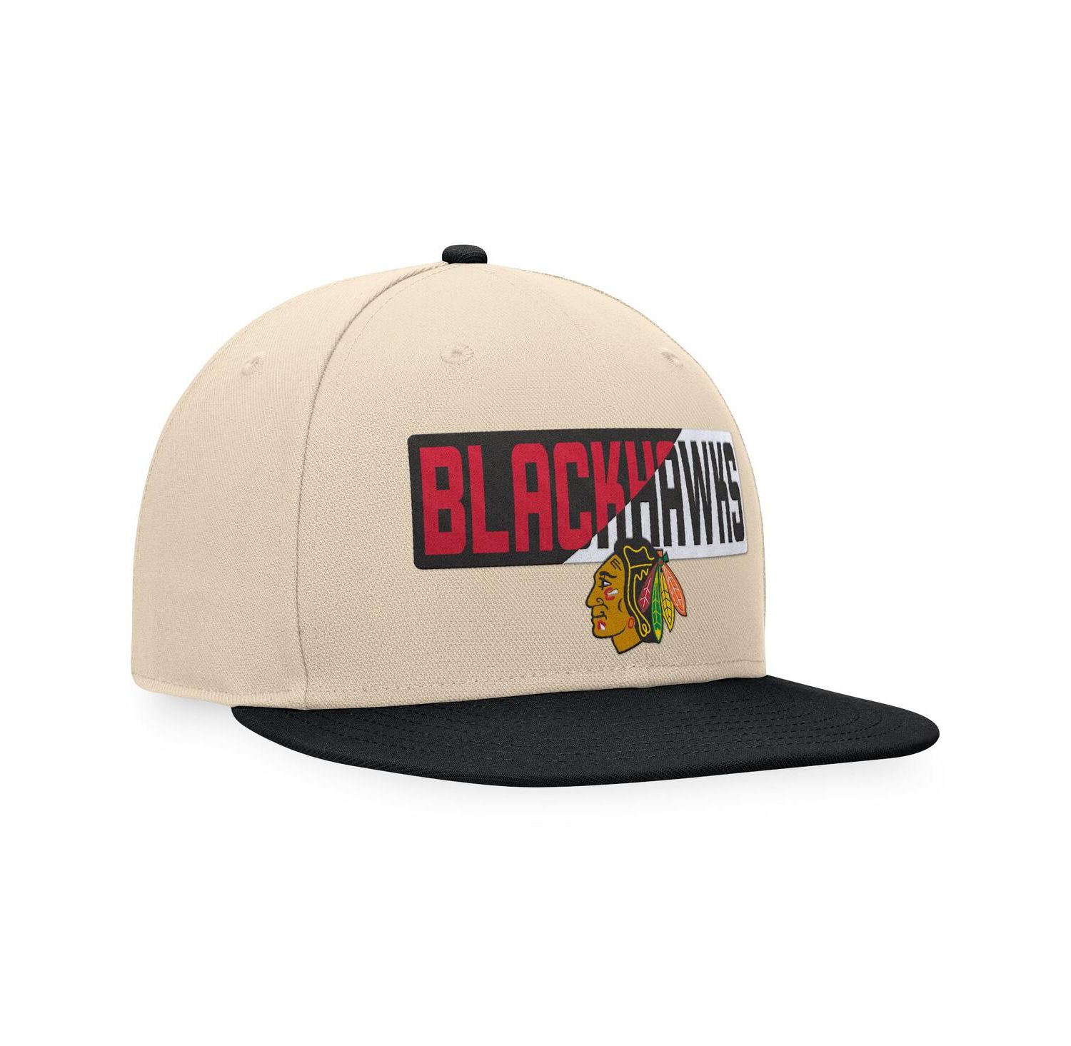 Men's Cream/Black Chicago Blackhawks Goalaso Snapback Hat