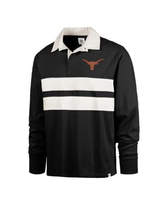 Men's Black Texas Longhorns Clubhouse Knox Thames Long Sleeve Rugby Polo Shirt