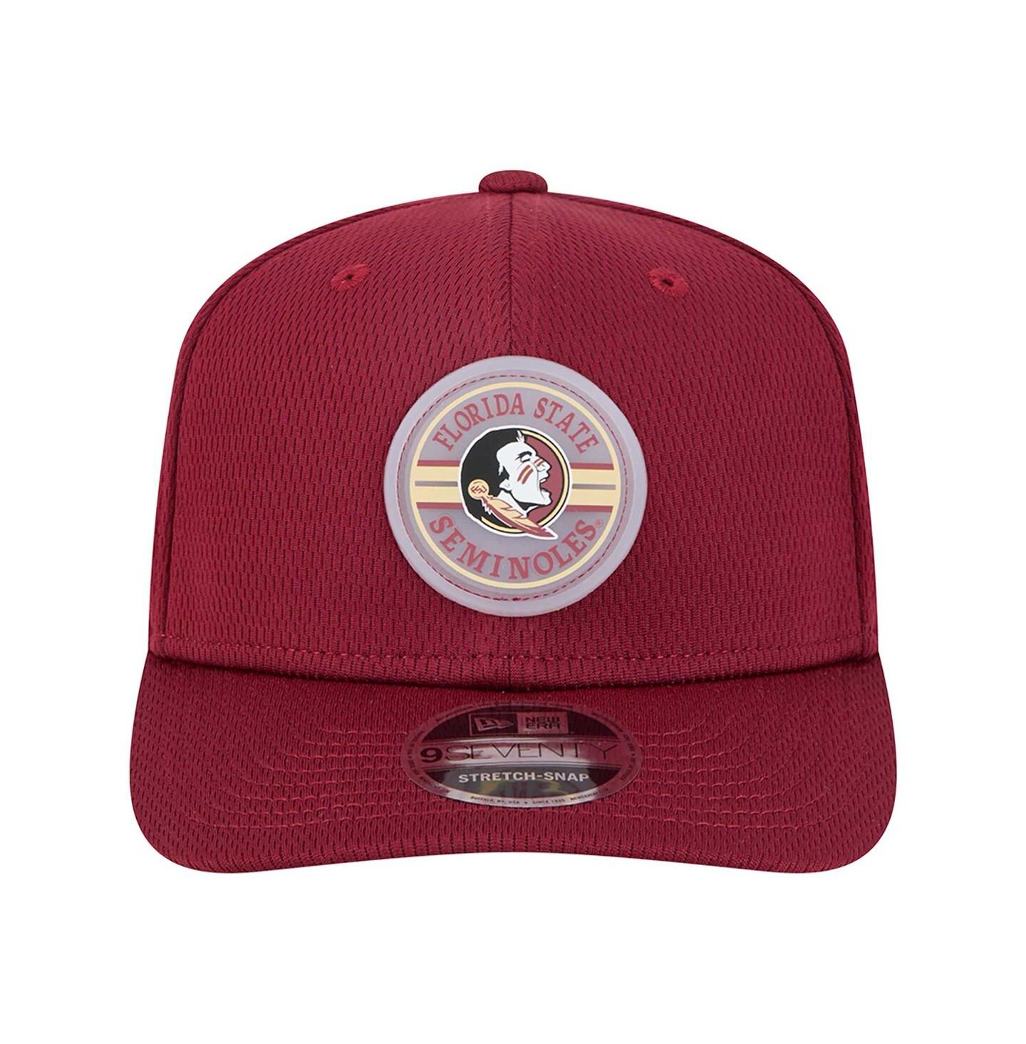 Мужская кепка New Era Garnet Florida State Seminoles Patched 9SEVENTY Stretch-Snap Adjustable Hat — фото 2