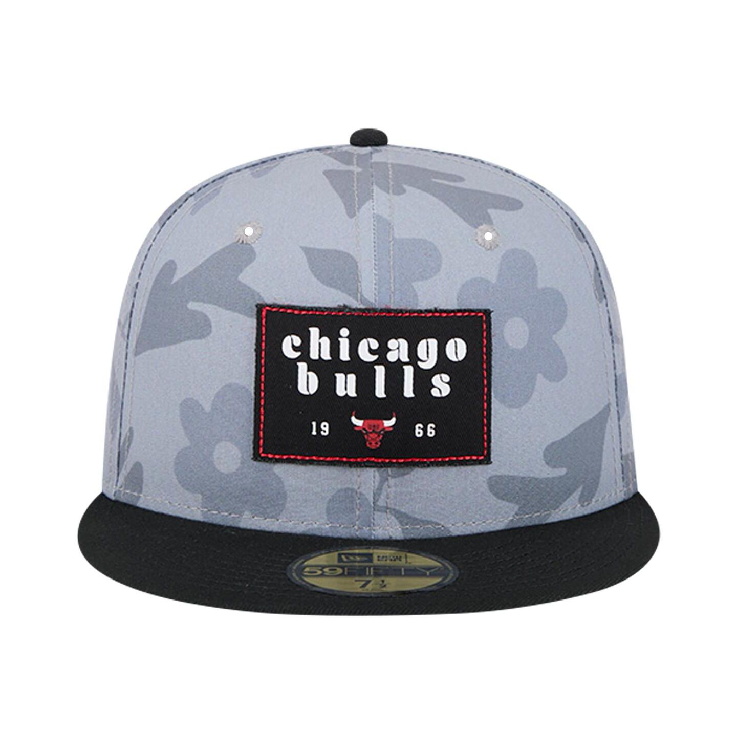 Мужская кепка New Era Gray Chicago Bulls Palm Fronds 2-Tone 59FIFTY Fitted Hat — фото 2