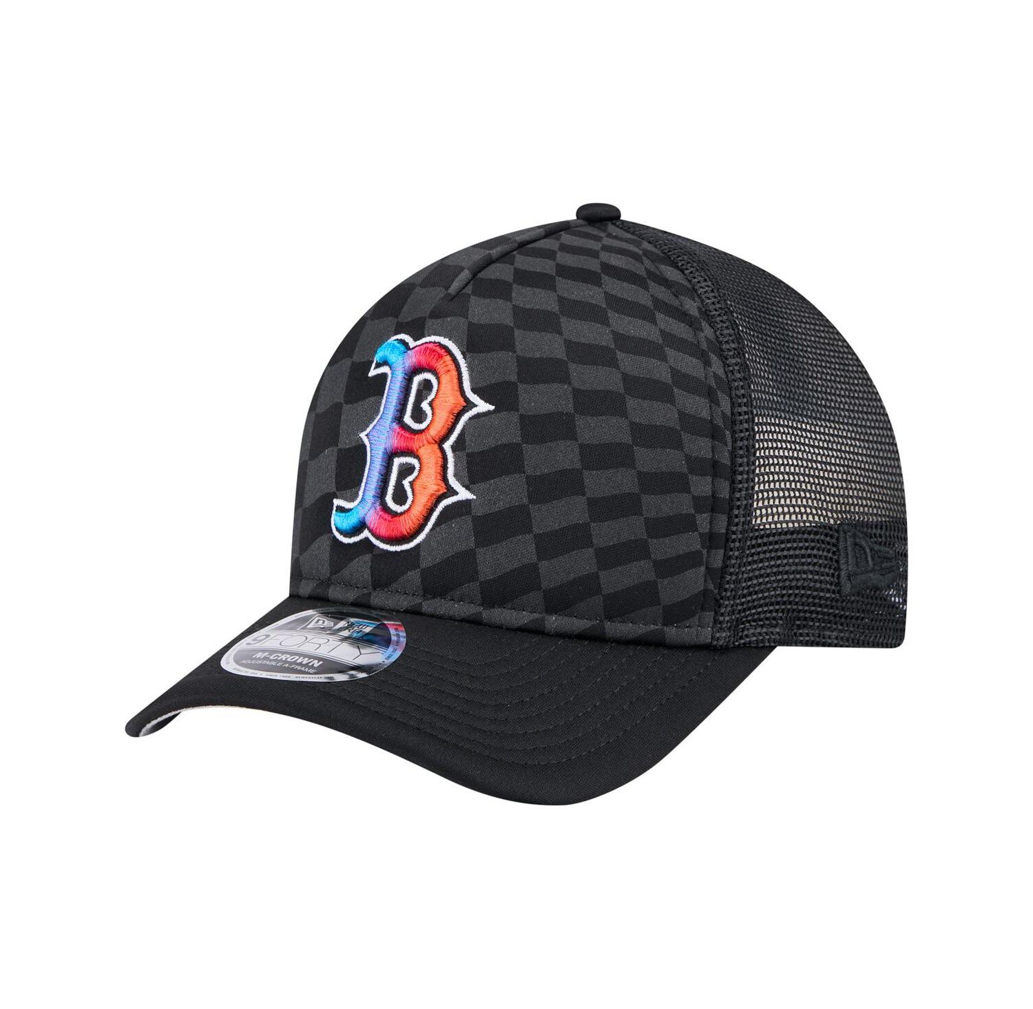 Men's Black Boston Red Sox Gradient 9FORTY A-Frame M-Crown Trucker Adjustable Hat