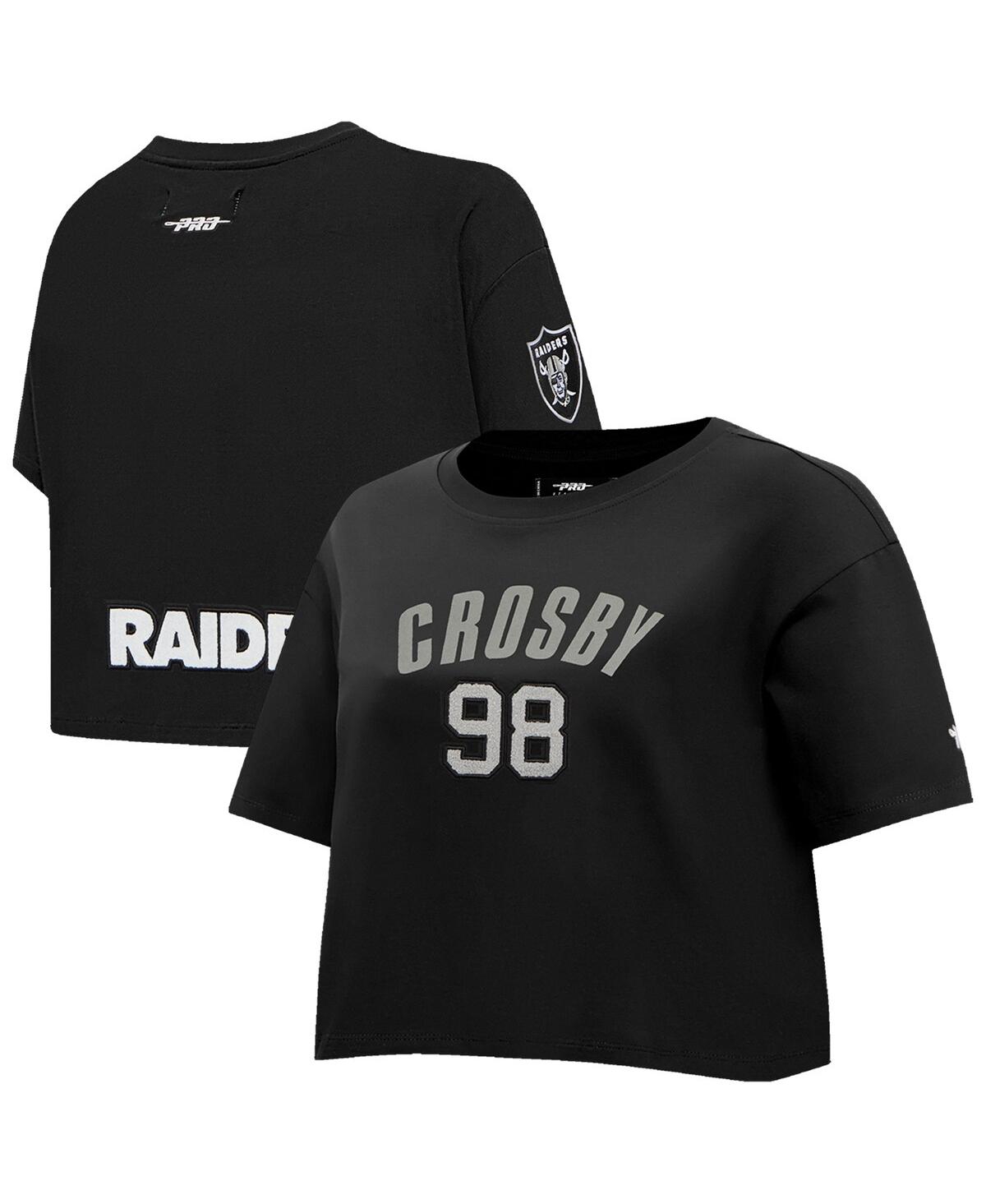 Women's Maxx Crosby Black Las Vegas Raiders Player Name Number Cropped Boxy T-Shirt - Black