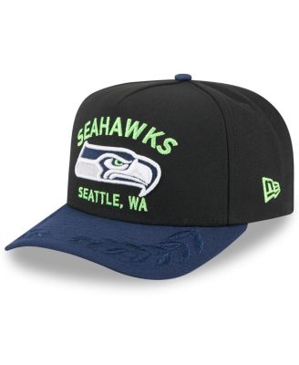 New Era - Big Boys and Girls Black/College Navy Seattle Seahawks 2025 NFL Draft A-Frame 9FIFTY Snapback Hat