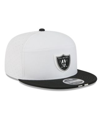 Men's White/Black Las Vegas Raiders 2025 NFL Training Camp Split Panel 9FIFTY Snapback Hat