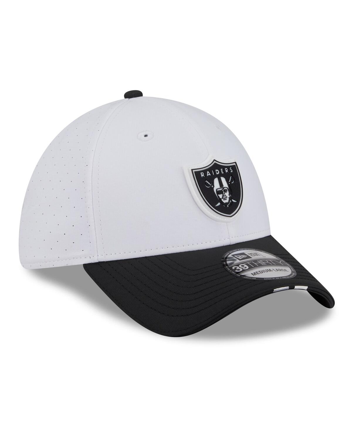 New Era Men's White/Black Las Vegas Raiders 2025 Nfl Training Camp 39THIRTY Flex Hat