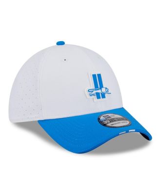 Men's White/Blue Detroit Lions 2025 NFL Training Camp Throwback Logo 39THIRTY Flex Hat