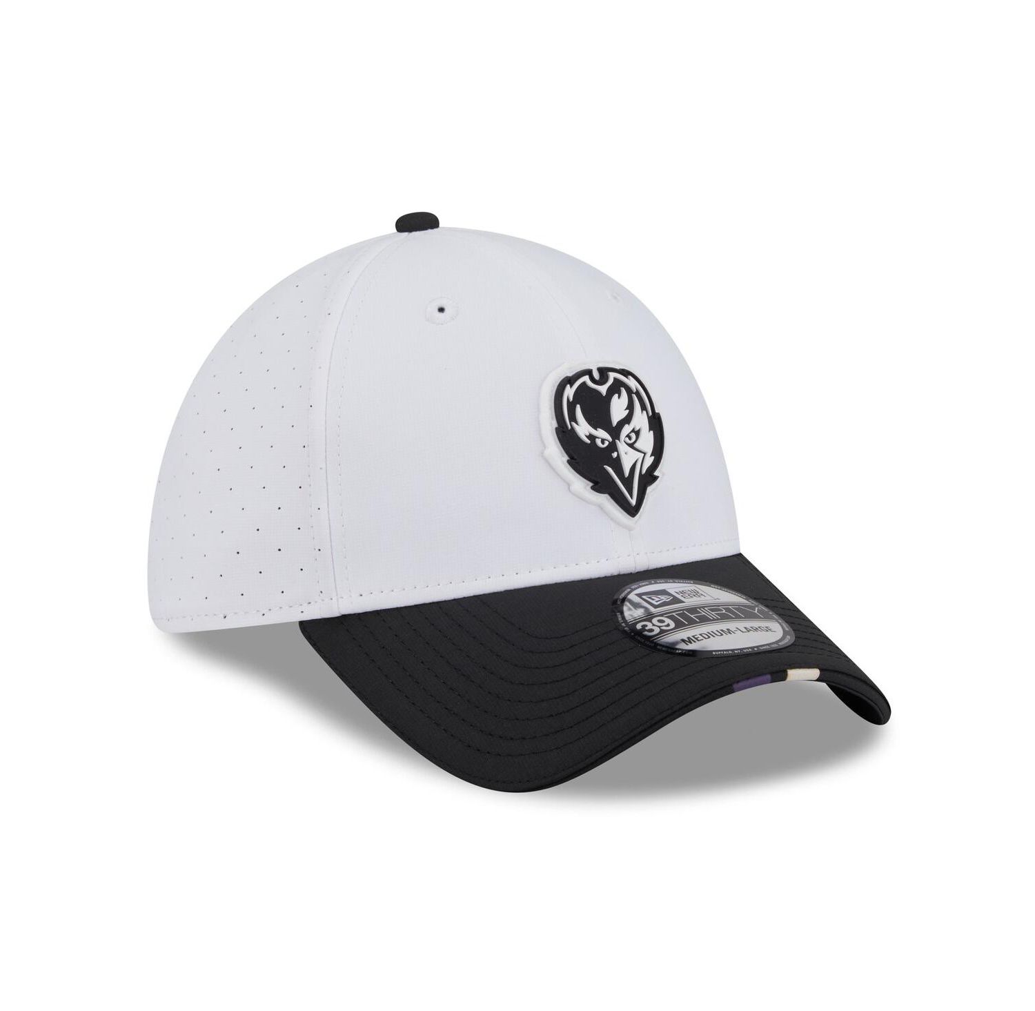 Men's White/Black Baltimore Ravens 2025 NFL Training Camp 39THIRTY Flex Hat